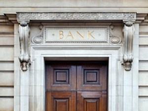 Photo of a bank building entrance