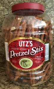 Photo of canister of Utz pretzel rods