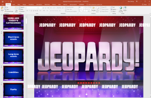 Screenshot of Jeopardy in PowerPoint